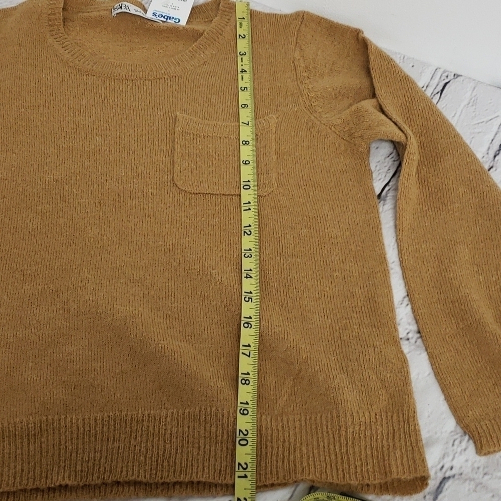 Zara Sweater Light Brown Acrylic/Poly/Wool Blend 36 L Hip Length NWT New - Picture 9 of 10